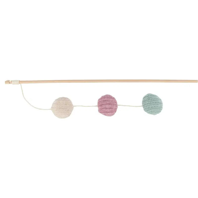 Bastao C/ 3 Bolas Em Madeira/tecido C/ Catnip - 40 Cm Trixie