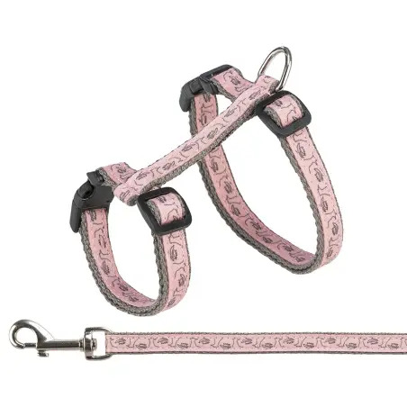 Peitoral+trela P/ Gatos cinza/rosa Trixie - 1040220484