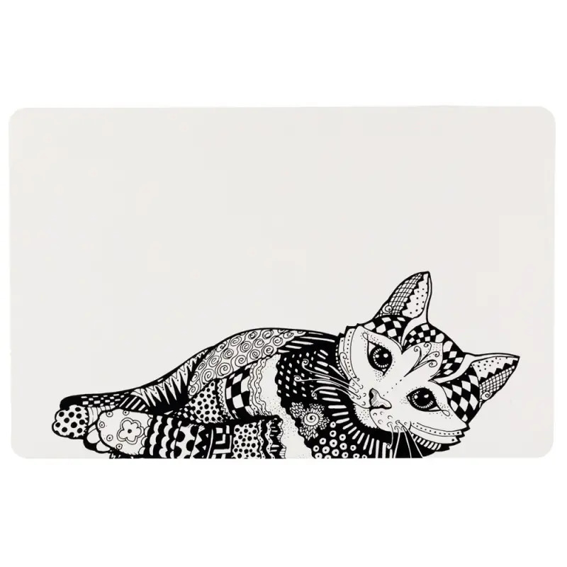 Napron "zentangle" P/ Gamela De Gatos 44x28cm branco Trixie