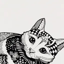 Napron "zentangle" P/ Gamela De Gatos 44x28cm branco Trixie - 1040090307