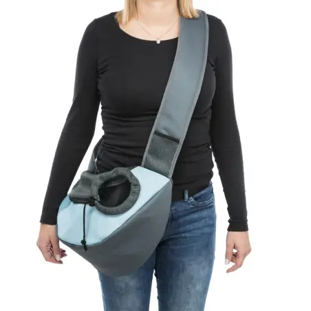 Transportadora sling” 50x25x18cm cinz.claro/azul Trixie - 1580090105