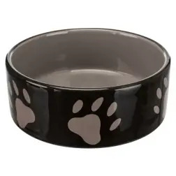 Gamela Cerâmica Castanha com Patinhas Bege - 12cm - 1040090491