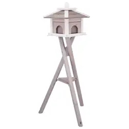 Comedouro "natura" Em Madeira Pinho C/ Tripe cinza Trixie - 1040090801