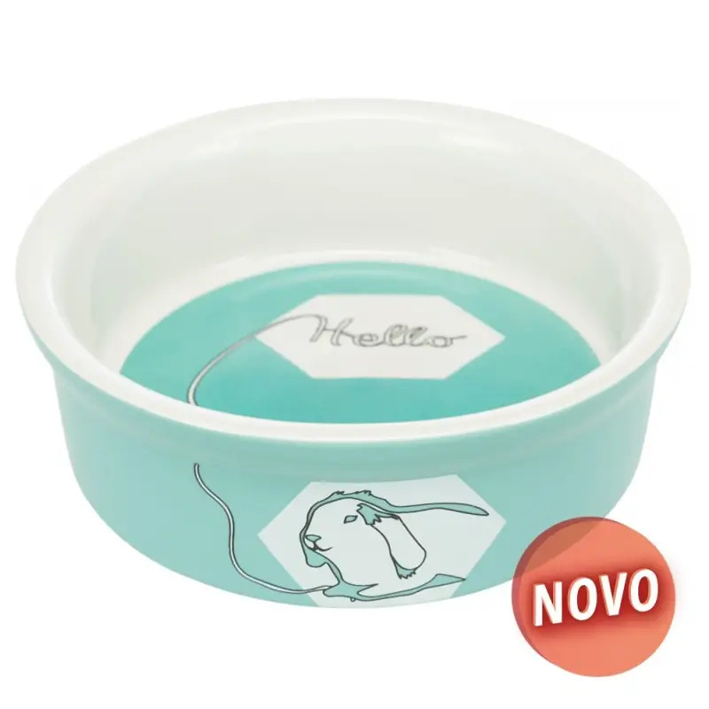 Gamela Em Ceramica "hello Comic" P/ Coelhos 240 Ml /  Trixie