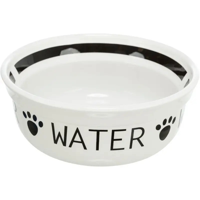Gamela Em Ceramica "water" 0,25 Lt / Ø13 Cm branco/p Trixie