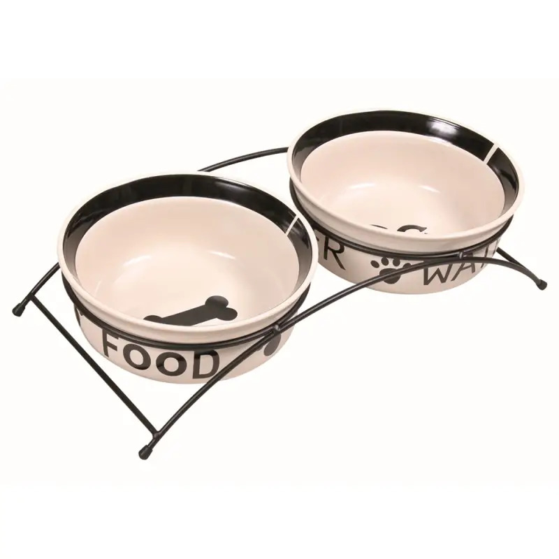 Suporte Em Metal C/ 2 Gamelas Em Ceramica 1,6 Lt Trixie