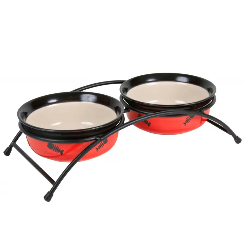 Comedouro Duplo Ceramico 2x0,3 Lt/ø 12 Cm Trixie
