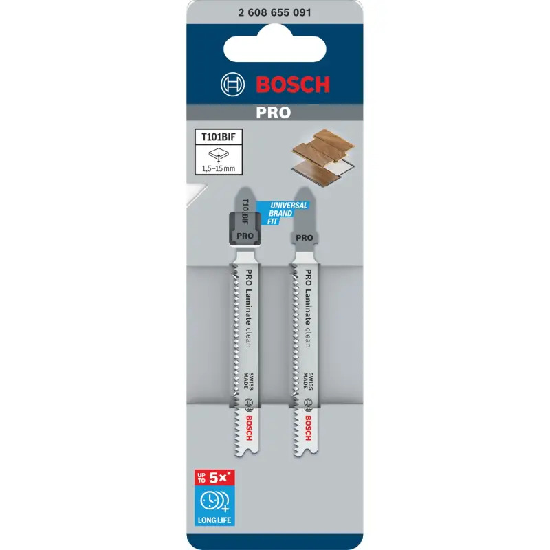 Lâmina de serra vertical PRO Laminate clean T101BIF, 83 mm, 2 unid. 2608655091 Bosch Lâmina de serra vertical PRO Laminate clean T101BIF, 83 mm, 2 unid. 2608655091 Bosch