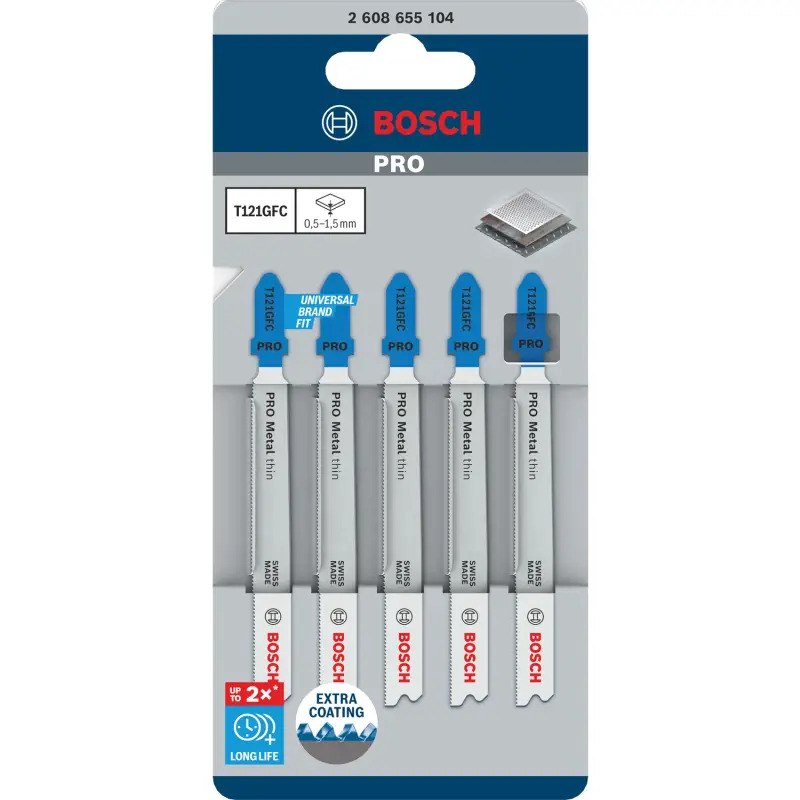 Lâmina de serra vertical PRO Metal thin T121GFC 92 mm, 5 unid. 2608655104 Bosch Lâmina de serra vertical PRO Metal thin T121GFC 92 mm, 5 unid. 2608655104 Bosch