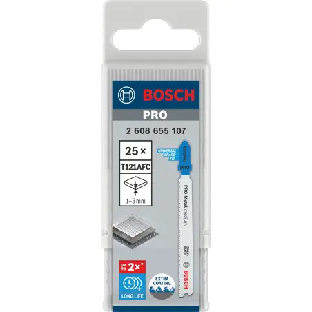 Lâmina de serra vertical PRO Metal medium T121AFC 92 mm, 25 unid. 2608655107 Bosch - 1220682387