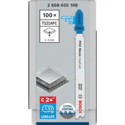 Lâmina de serra vertical PRO Metal medium T121AFC 92 mm, 100 unid. 2608655108 Bosch - 1220682388
