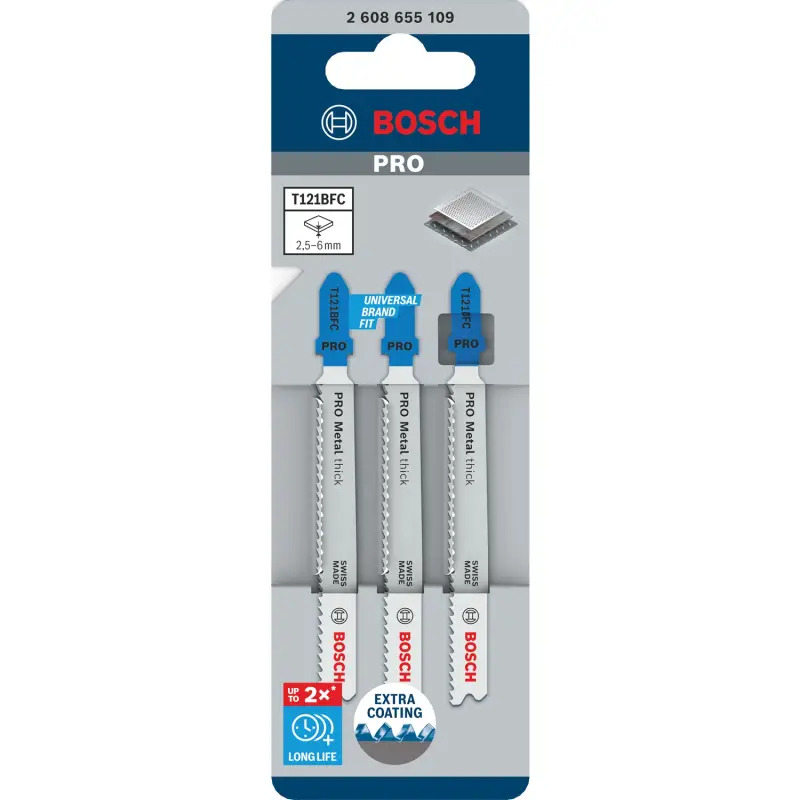 Lâmina de serra vertical PRO Metal thick T121BFC 92 mm, 3 unid. 2608655109 Bosch Lâmina de serra vertical PRO Metal thick T121BFC 92 mm, 3 unid. 2608655109 Bosch