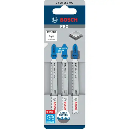 Lâmina de serra vertical PRO Metal thick T121BFC 92 mm, 3 unid. 2608655109 Bosch - 1220682389