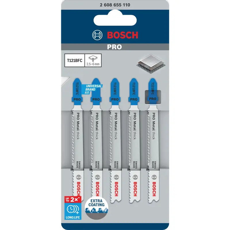 Lâmina de serra vertical PRO Metal thick T121BFC 92 mm, 5 unid. 2608655110 Bosch Lâmina de serra vertical PRO Metal thick T121BFC 92 mm, 5 unid. 2608655110 Bosch