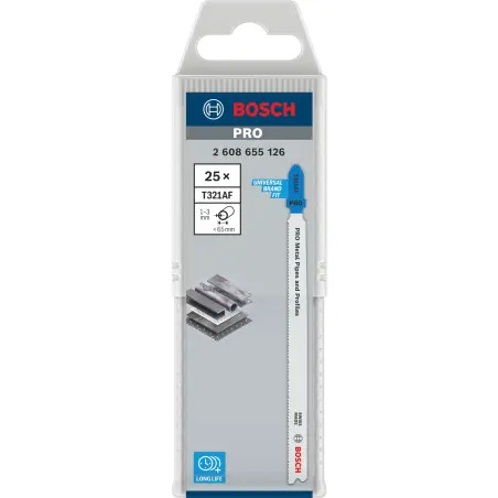 Lâmina de serra vertical PRO Metal Pipes and Profiles T321AF, 132 mm, 25 unid. 2608655126 Bosch - 1220682396