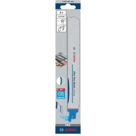 Lâmina PRO Thin Metal precise S1137EAF, 1,1 x 25 x 225 mm, 5 peças 2608658989 Bosch - 1220682447