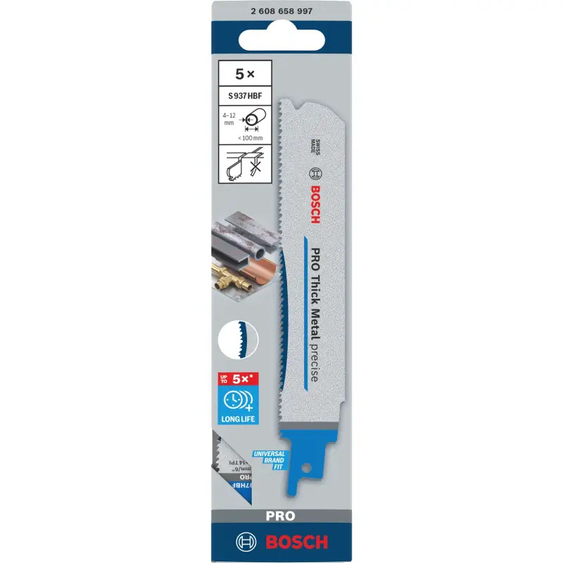 Lâmina PRO Thick Metal precise S937HBF 1,1x25x150mm, 5unids 2608658997 Bosch Lâmina PRO Thick Metal precise S937HBF 1,1x25x150mm, 5unids 2608658997 Bosch