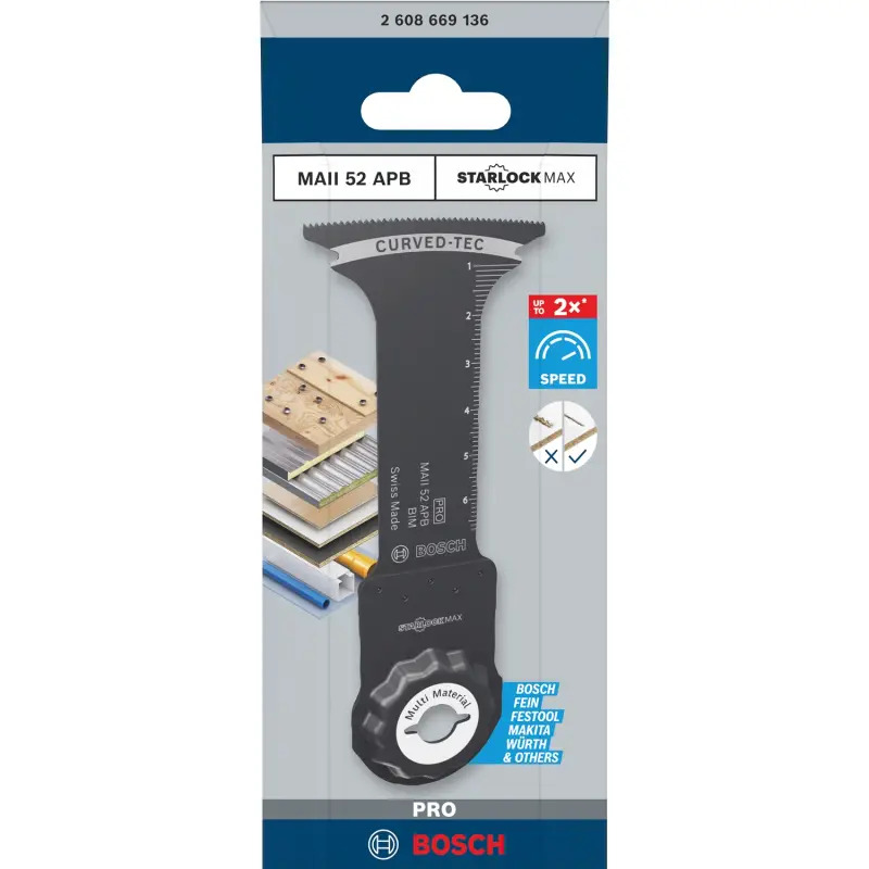 Lâmina multiferramenta PRO MAII 52 APB, 52 x 75 mm 2608669136 Bosch Lâmina multiferramenta PRO MAII 52 APB, 52 x 75 mm 2608669136 Bosch
