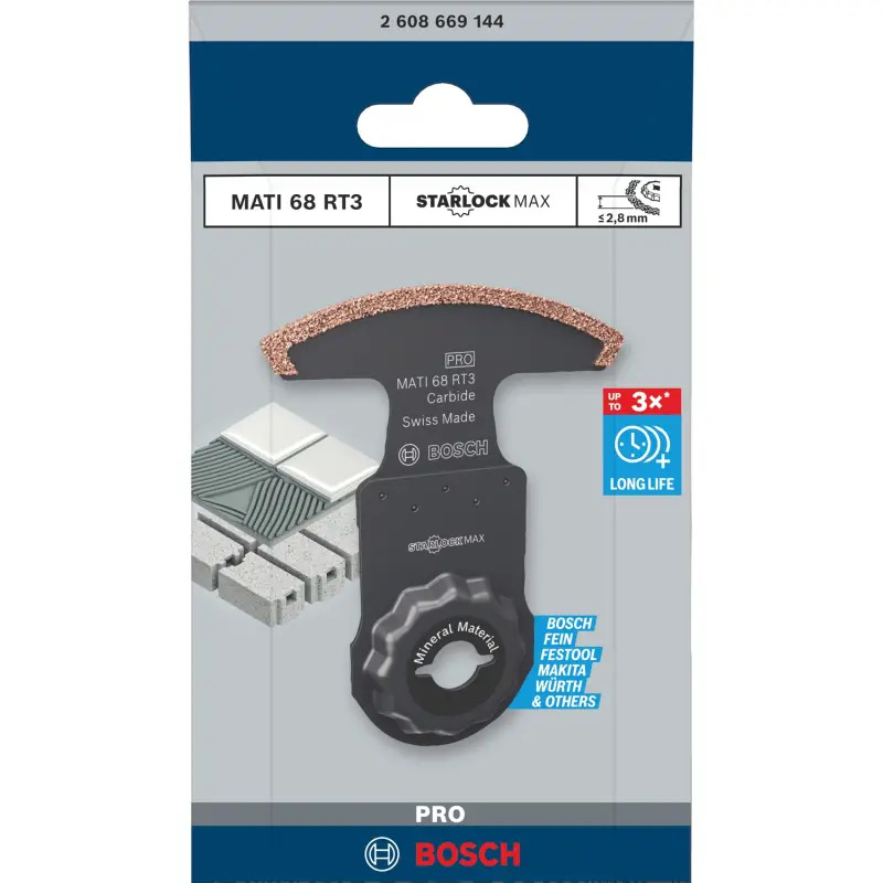 Lâmina multiferramenta PRO MATI 68 RT3, 2,8 x 68 mm 2608669144 Bosch Lâmina multiferramenta PRO MATI 68 RT3, 2,8 x 68 mm 2608669144 Bosch