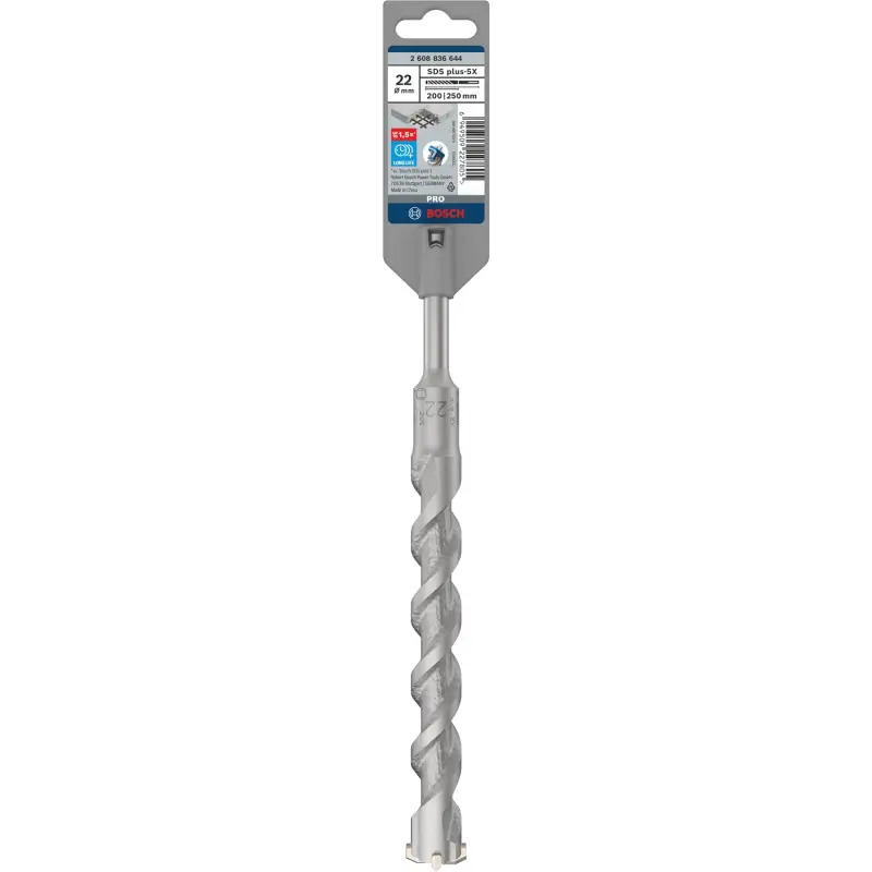 Broca para martelo PRO SDS plus-5X, 22 x 200 x 250 mm 2608836644 Bosch