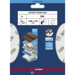 EXPERT W480 Web 1/4 Hand Sanding Sheet, 115 x 140 mm, G180 2608902382 Bosch - 1220683625