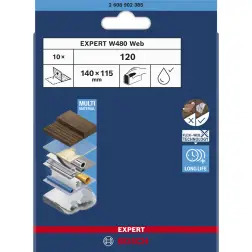 EXPERT W480 Web 1/4 Hand Sanding Sheet, 115 x 140 mm, G120 2608902385 Bosch - 1220683628
