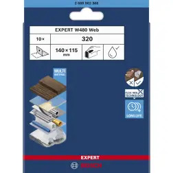 EXPERT W480 Web 1/4 Hand Sanding Sheet, 115 x 140 mm, G320 2608902388 Bosch - 1220683631