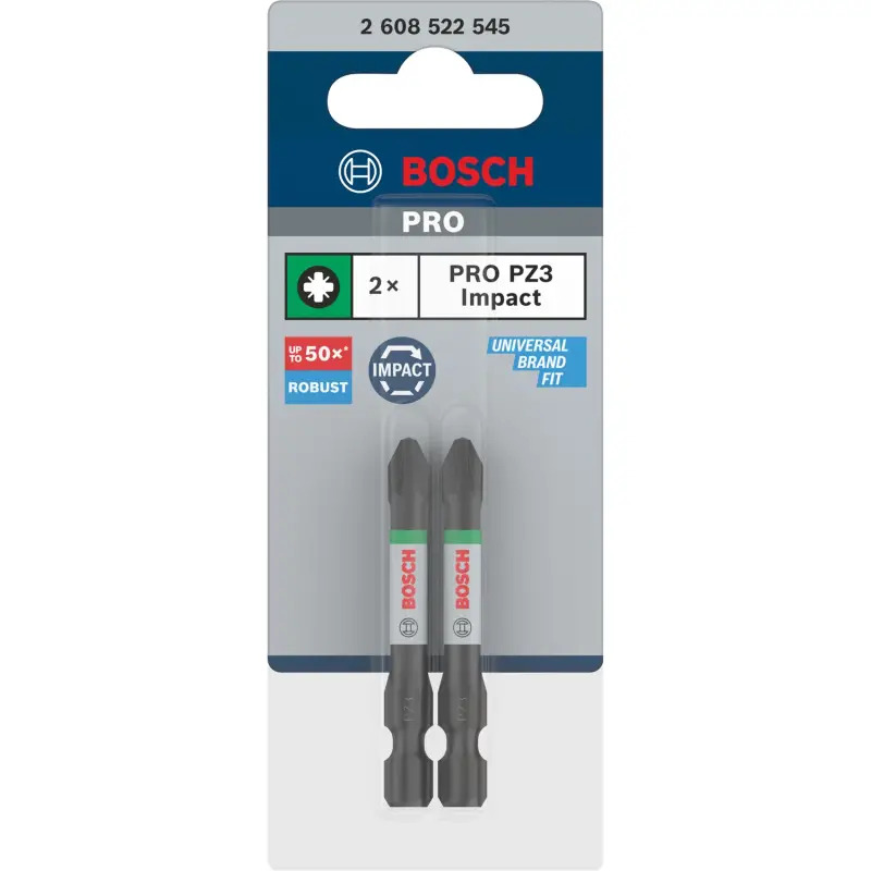 Ponta PRO Pozidriv Impact, PZ3, 55 mm, 2 unid. 2608522545 Bosch Ponta PRO Pozidriv Impact, PZ3, 55 mm, 2 unid. 2608522545 Bosch
