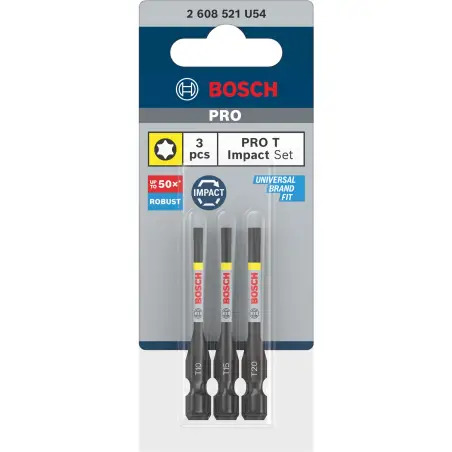Ponta PRO Torx Impact, T10, T15, T20, 55 mm, 3 unid. 2608521U54 Bosch - 1220680651