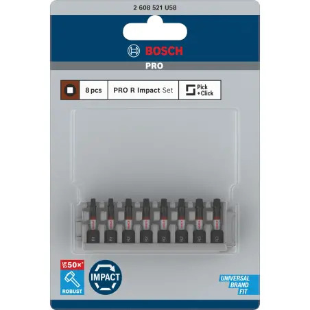Ponta PRO Robertson impact, R1x2, R2x4, R3 x2, 55 mm, 8 unid. 2608521U58 Bosch - 1220680655