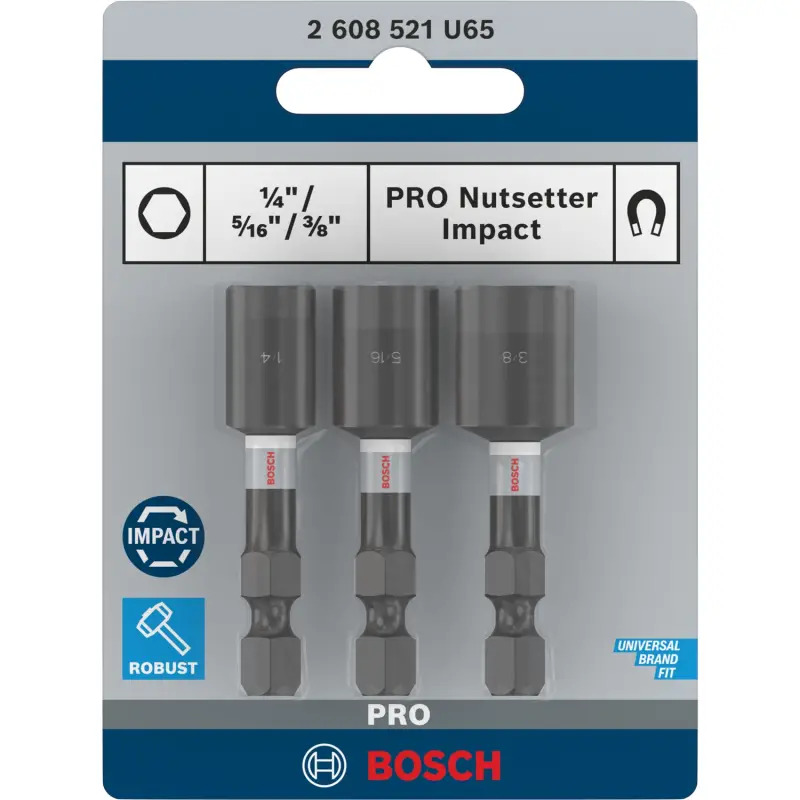PRO Nutsetter Impact, 1/4" x 50 mm, 5/16" x 50 mm, 3/8" x 50 mm, 1 7/8" x 50 mm, 4 unid. 2608521U65 Bosch PRO Nutsetter Impact, 1/4" x 50 mm, 5/16" x 50 mm, 3/8" x 50 mm, 1 7/8" x 50 mm, 4 unid. 2608521U65 Bosch