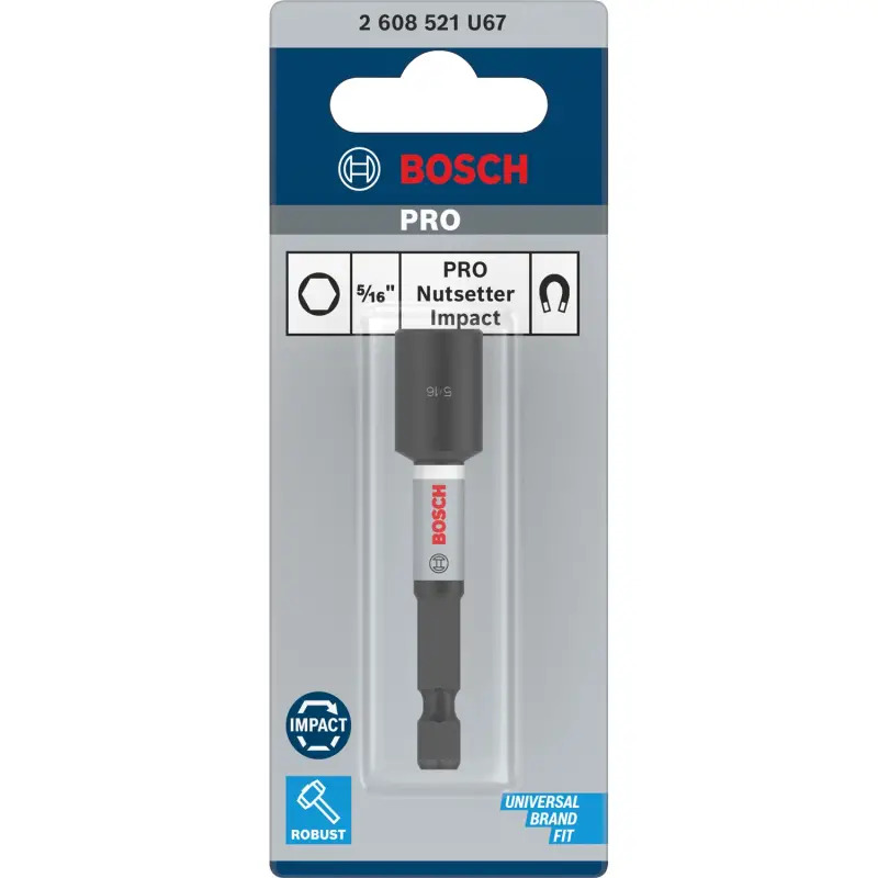 PRO Nutsetter Impact, 5/16" x 65 mm, 2 9/16" x 65 mm, 2 unid. 2608521U67 Bosch PRO Nutsetter Impact, 5/16" x 65 mm, 2 9/16" x 65 mm, 2 unid. 2608521U67 Bosch