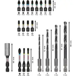 Conjunto de pontas para aparafusar e perfuração de metal PRO Impact, 20 unidades 2608521U84 Bosch #3 - 1220680677