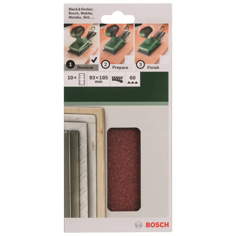 Conjunto de 10 folhas de lixa para lixadeira vibratóriaG 60 2609256A81 Bosch Conjunto de 10 folhas de lixa para lixadeira vibratóriaG 60 2609256A81 Bosch