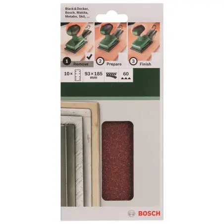 Conjunto de 10 folhas de lixa para lixadeira vibratóriaG 60 2609256A81 Bosch - 1220683934