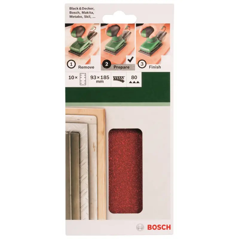 Conjunto de 10 folhas de lixa para lixadeira vibratóriaG 80 2609256A82 Bosch