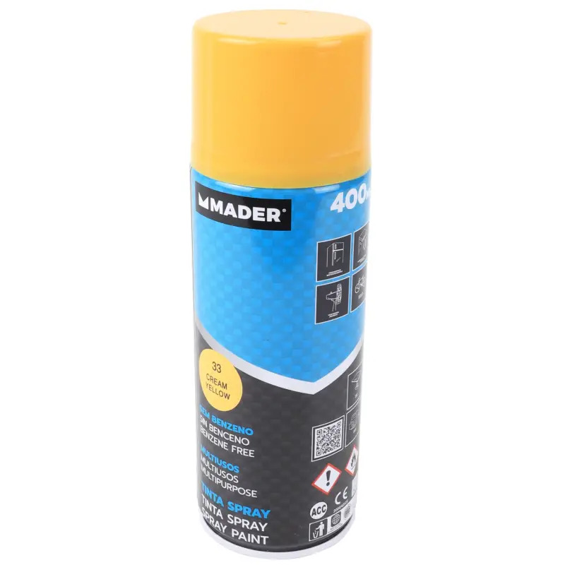Tinta Spray Multiusos Cream Yellow Ref. 33 400ml  Mader  Ho