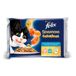 Ração Húmida para Gato Felix Sensations Gelatina com Peixe 4x100gr Purina Purina