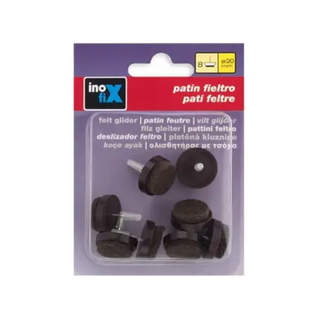 Deslizador em Feltro Castanho 20x8mm para Móveis Pack 8un Inofix Inofix
