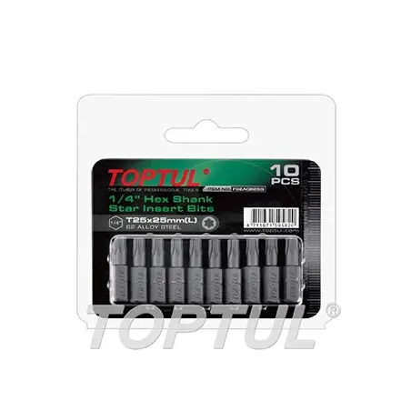 Jogo de 10 Bits Torx 1/4" T15x25mm FSEA0815G Toptul Toptul