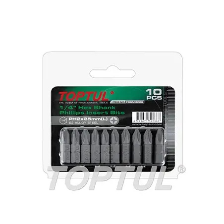 Jogo de Bits Hexagonal Phillips 1/4" 10 Peças 1x25mm FSBA0801G Toptul Toptul