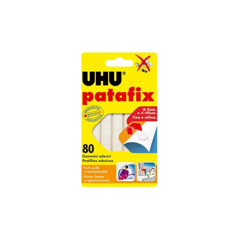 Pastilha Adesiva Fixativo Patafix Branca Pack 80un UHU