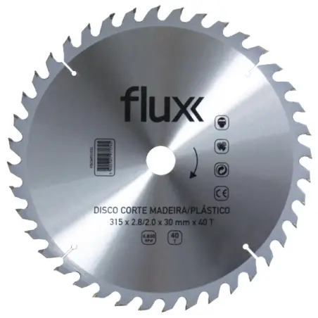 Disco Corte Madeira/Plástico 24D 185mm Flux Flux