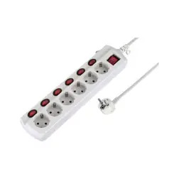 Bloco de 6 Tomadas + 6 Interruptores 1,5mt 62503 Electraline Electraline