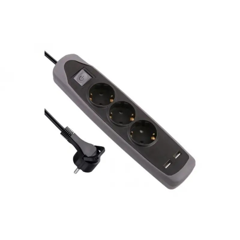 Bloco de 3 Tomadas + 2 Saídas USB 2mt Cinza 62150 Electraline