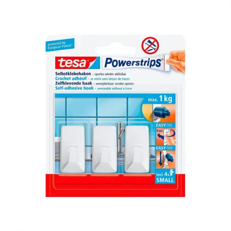 Cabide Adesivo Branco Retangular Powerstrips Pack 3un 57072 Tesa Tesa