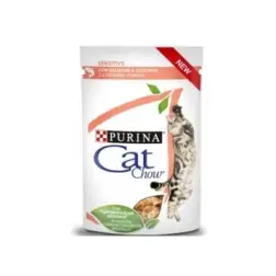 Ração Húmida para Gato Cat Chow Sensitive com Salmão e Curgete 85gr Purina Purina