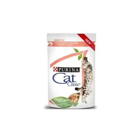 Ração Húmida para Gato Cat Chow Sensitive com Salmão e Curgete 85gr Purina Purina
