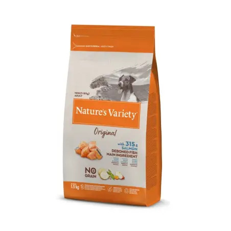 Ração Seca para Cão Original No Grain Mini Adulto Salmão 1,5Kg Natures Variety Natures Variety