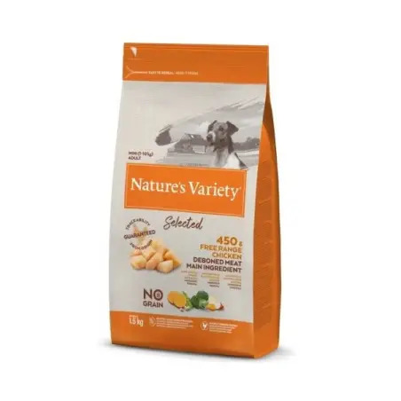 Ração Seca para Cão Selected No Grain Mini Adulto de Frango do Campo 1,5Kg Natures Variety Natures Variety